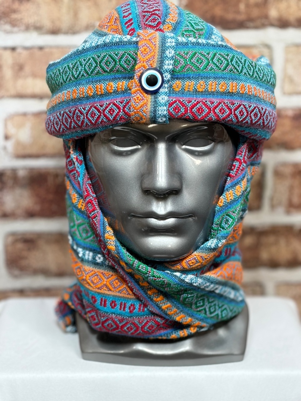 Traditional Ethnic Evil Eye Pashmina Hat with Scarf Fez Nomadic Nomad Hat